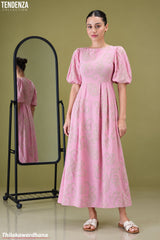 Tendenza Puff Sleeve Maxi Dress