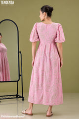 Tendenza Puff Sleeve Maxi Dress