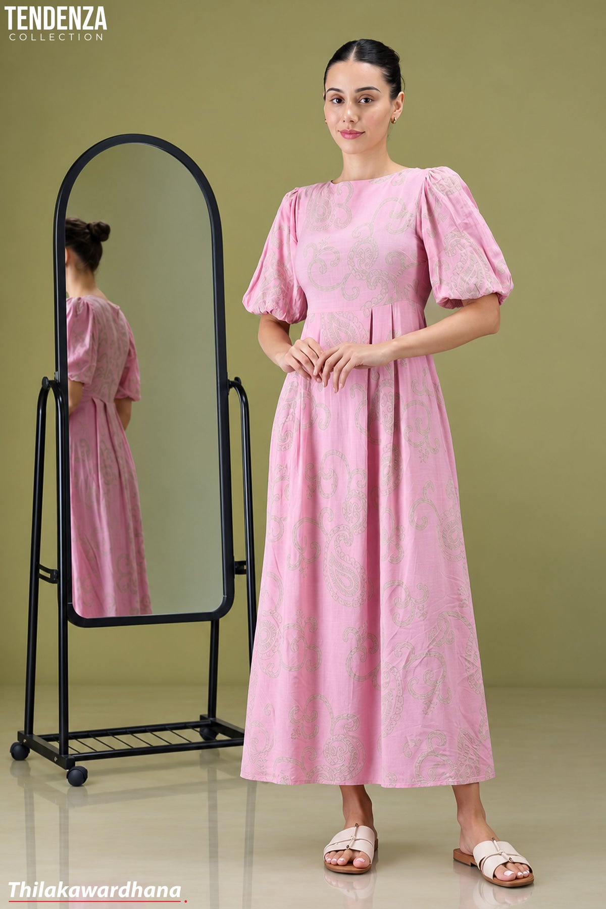 Tendenza Puff Sleeve Maxi Dress