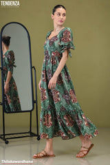 Tendenza Sweetheart Neckline Tiered Maxi Dress