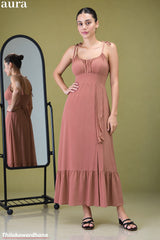 Aura Gathered Bust Ruffle Hem Maxi Dress