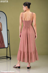 Aura Gathered Bust Ruffle Hem Maxi Dress