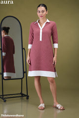 Aura Textured Contrast Detailed Dress