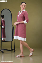 Aura Textured Contrast Detailed Dress