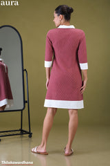 Aura Textured Contrast Detailed Dress
