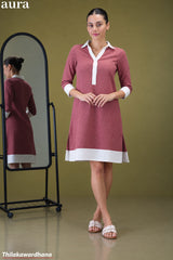 Aura Textured Contrast Detailed Dress