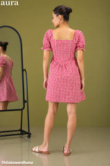 Aura Puff Sleeve Lace Trim Dress