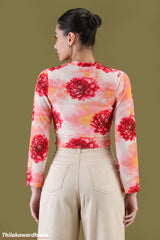 Bella Floral Print Asymmetric Hem Top