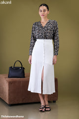 Akasi High Waist Front Slit Midi Skirt