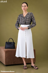 Akasi High Waist Front Slit Midi Skirt