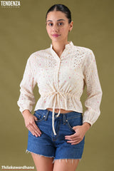 Tendenza Cutlone Drawstring Long Sleeve Top