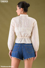 Tendenza Cutlone Drawstring Long Sleeve Top