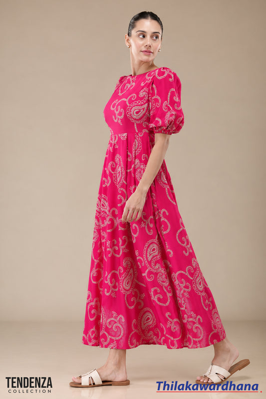 Tendenza Puff Sleeve Maxi Dress