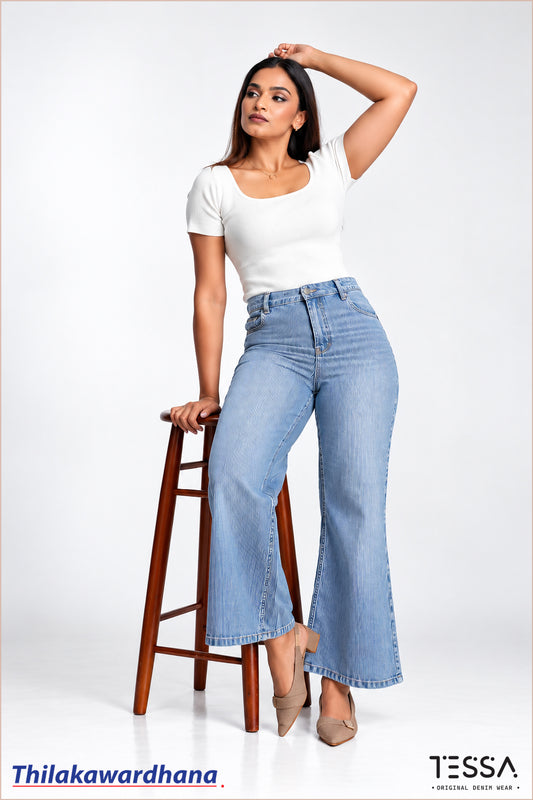 TESSA Vintage Wash Striped Denim Pant