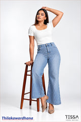 TESSA Vintage Wash Striped Denim Pant