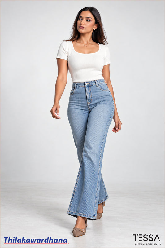 TESSA Vintage Wash Striped Denim Pant