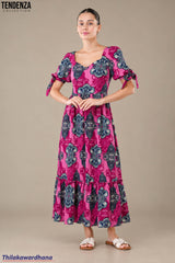 Tendenza Sweetheart Neckline Tiered Maxi Dress