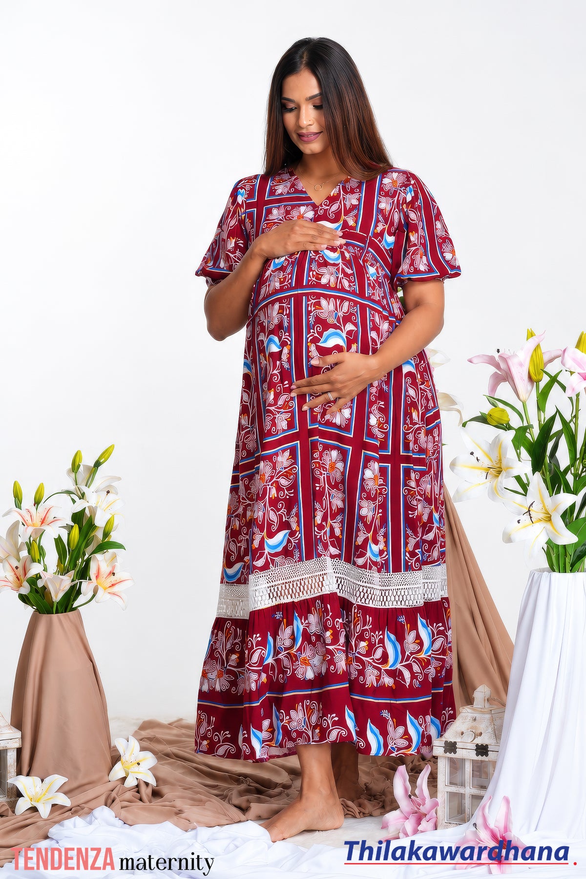 Tendenza Ruffle Hem Maternity Dress