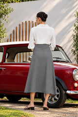 Akasi High Waist Front Slit Midi Skirt