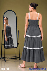 Aura Strappy Lace Detailed Midi Dress
