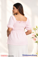 Tendenza Puff Sleeve Smocked Maternity Top