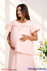 Tendenza Maternity Bed Jacket With Lungi - Light Pink