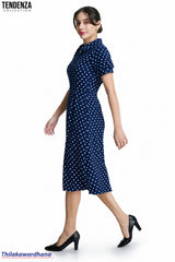 Tendenza Bubble Sleeve Polka Dotted Dress