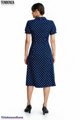 Tendenza Bubble Sleeve Polka Dotted Dress