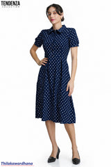 Tendenza Bubble Sleeve Polka Dotted Dress