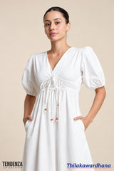 Tendenza Puff Sleeve Midi Dress