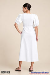 Tendenza Puff Sleeve Midi Dress