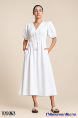 Tendenza Puff Sleeve Midi Dress