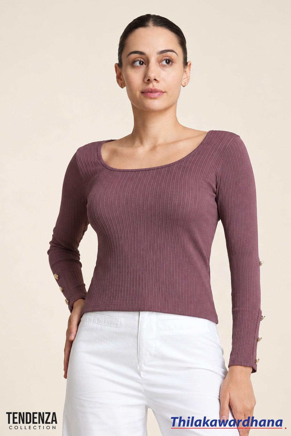 Tendenza Scoop neckline Long Sleeve Top