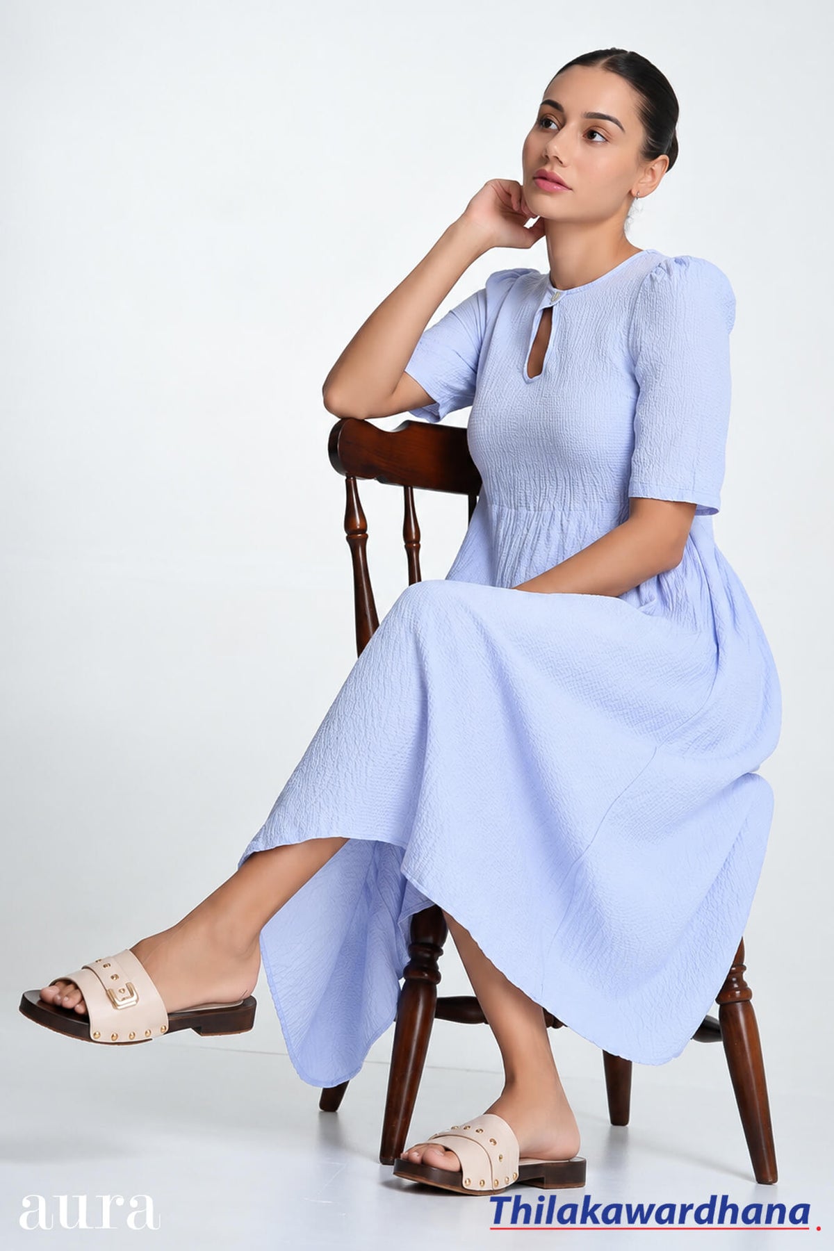Aura Sky Blue Midi Dress