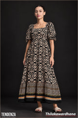Tendenza Puff Sleeve Tiered Maxi Dress