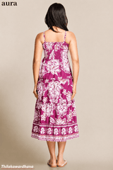Aura Strappy Printed Smock Detailed Dress