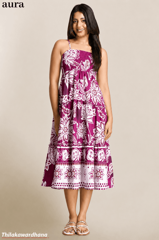 Aura Strappy Printed Smock Detailed Dress