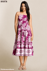 Aura Strappy Printed Smock Detailed Dress