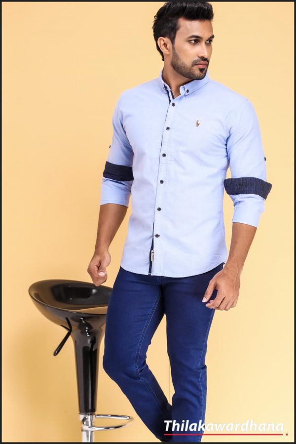 Men's Collared Long Sleeve T Shirt - Thilakawardhana