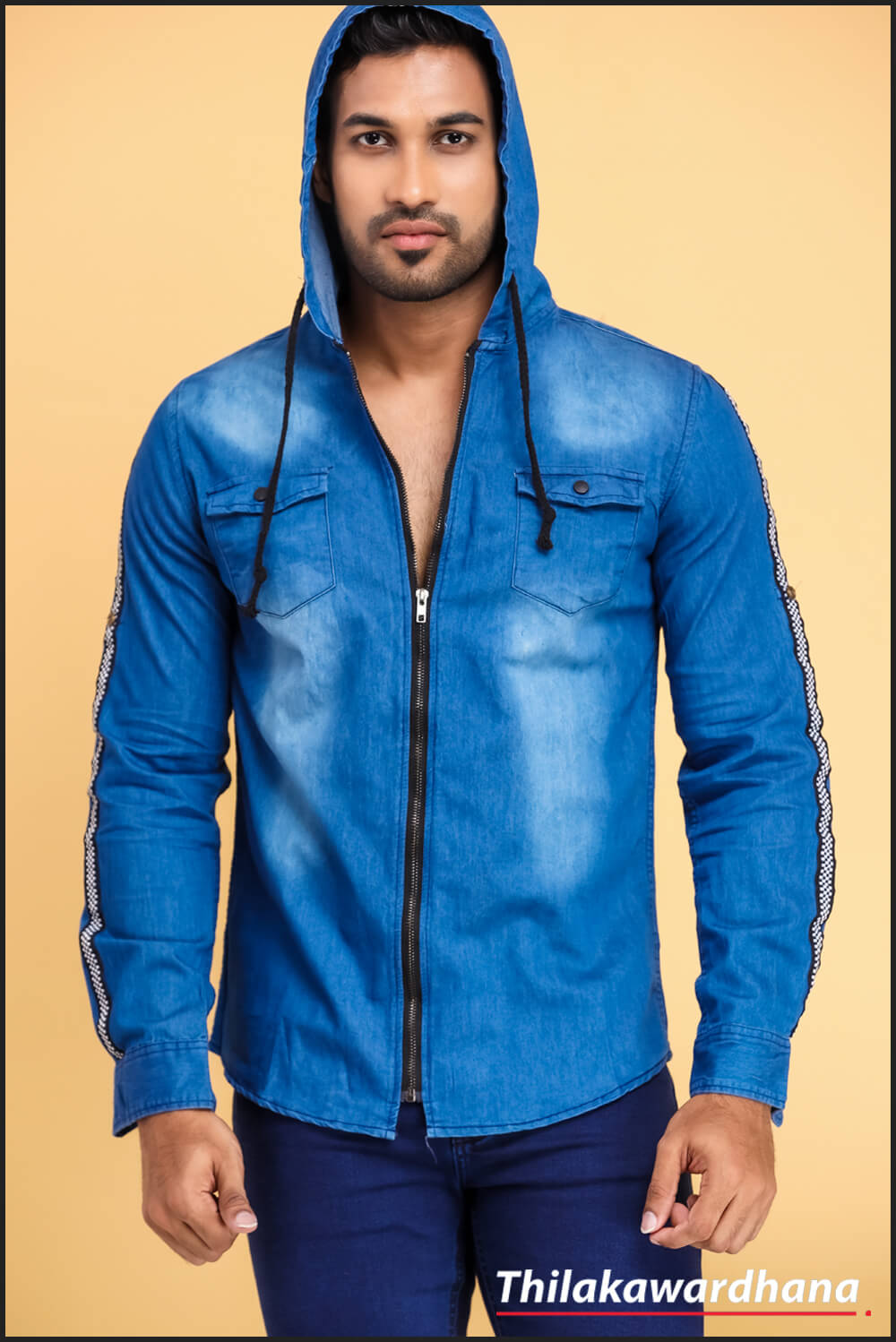 Faded Blue Men''s Denim Shirt With Hoodie at Rs 580 in Chennai | ID:  19879687012