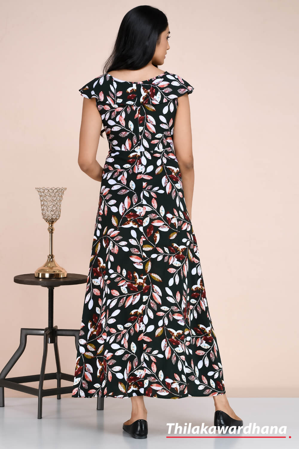 Floral Printed Strappy Tiered Maxi Dress – Thilakawardhana