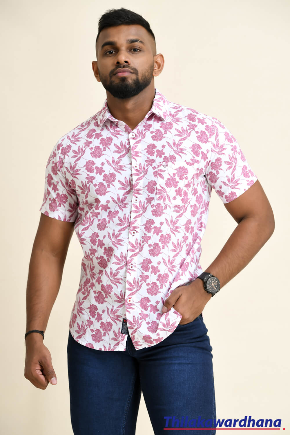Men’s Printed Linen Shirt – Thilakawardhana